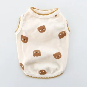 A white shirt with brown bears on it